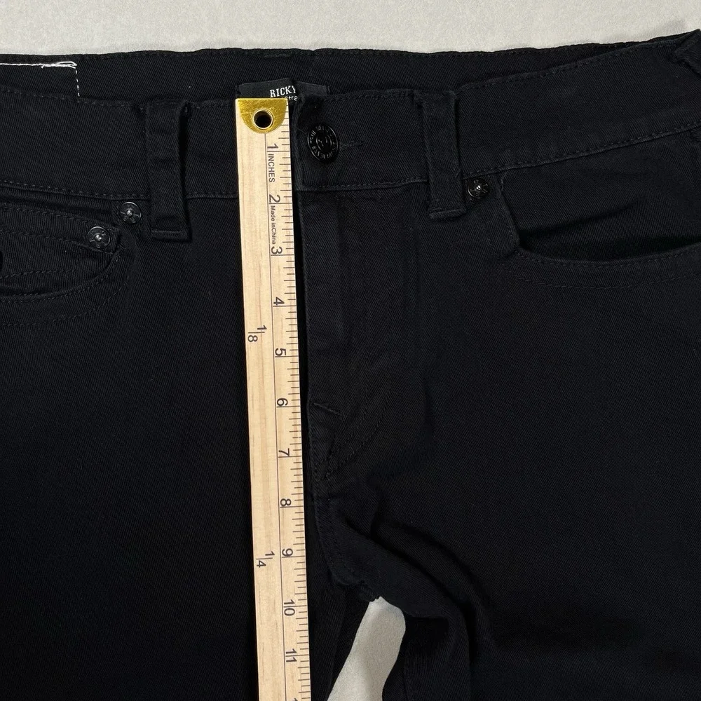 True Religion Men's Black Ricky Relaxed Straight Jeans Sz 34 Flap Pockets Preppy